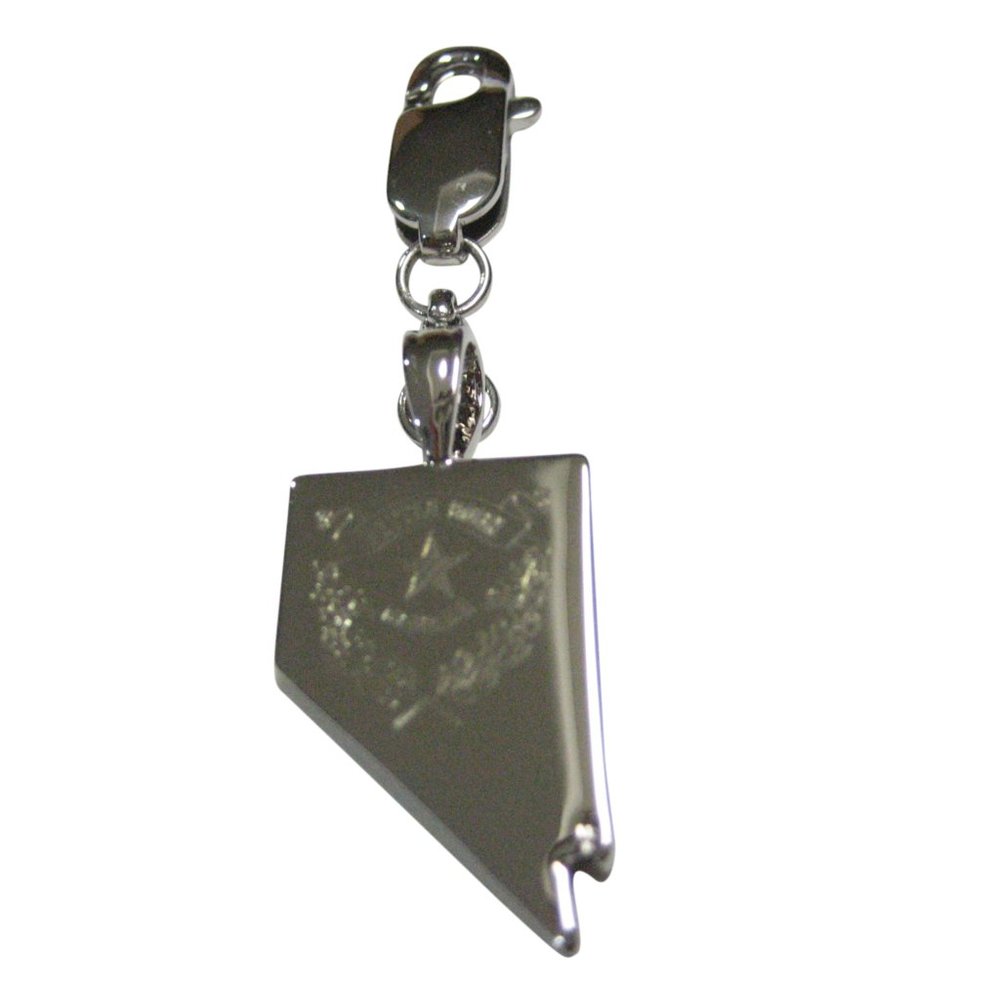 Nevada State Map Shape And Flag Zipper Pull Charm - image 1
